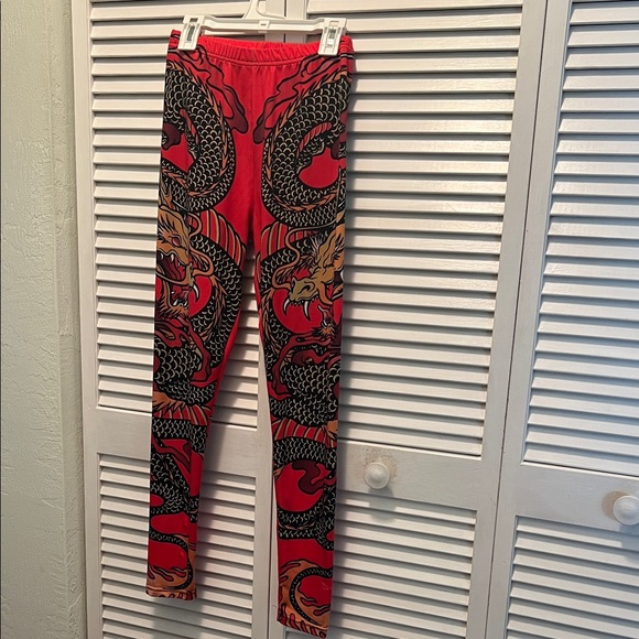 Stretchy Leggings pant Pants - #1110+Red Dragon Print Women's Pants